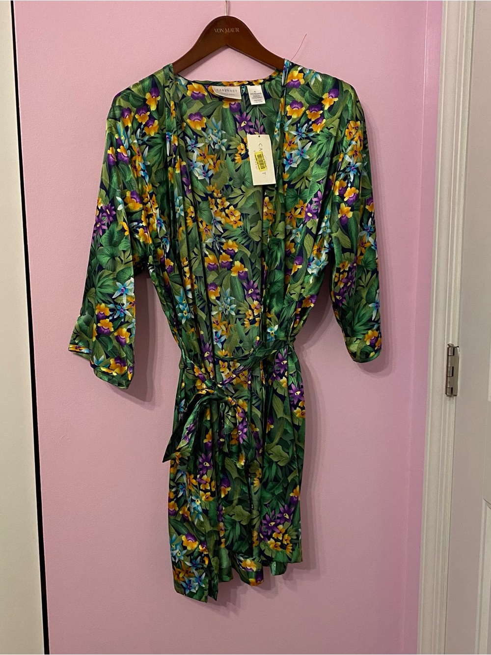 Cabernet Sleepwear Tropical Floral Short Robe Size Medium